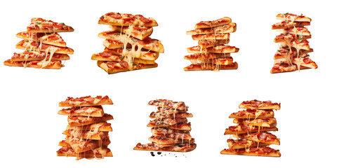 Png Set Pile of pizza pieces against transparent background