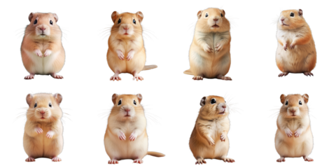 Png Set Closeup of adorable gerbil with fat tail on a transparent background