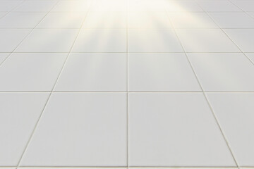 white floor tiles in the office. White floor tile for bedroom, kitchen, bathroom and interior design. White floor tiles in clean and symmetrical textured background view with grid texture background.