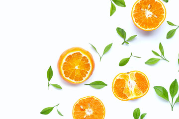 Orange fruit on white background.