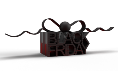 black friday text font calligraphy ribbon bow black dark color object november friday twenty five 25 day icon white isolated background promo advertisement shopping retail store luxury element event 