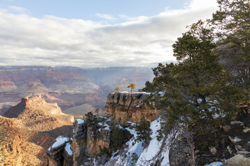 View from the South Rim at Grand Canyon National Park in winter, Arizona, USA