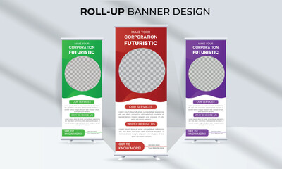 vector professional business roll-up banner design template