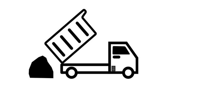 Dump Truck line icon, that disposes of garbage with a dump truck simple design animation background. k1_1098