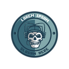Skull drinking soda mascot logo for team