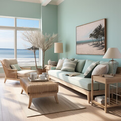  Coastal office retreat bathed in cool cerulean 
