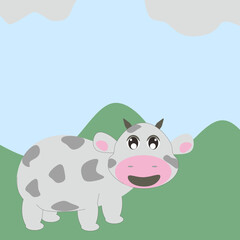 Illustration cow and background
