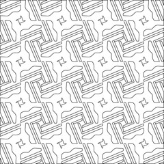 Abstract  background with figures from lines. Black and white texture for web page, textures, card, poster, fabric, textile. Monochrome pattern. Repeating design.