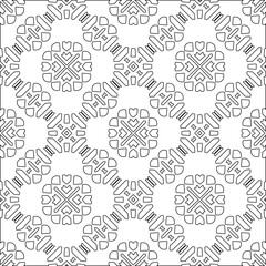 Abstract  background with figures from lines. Black and white texture for web page, textures, card, poster, fabric, textile. Monochrome pattern. Repeating design.