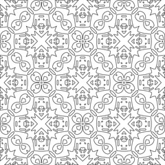 Abstract  background with figures from lines. Black and white texture for web page, textures, card, poster, fabric, textile. Monochrome pattern. Repeating design.