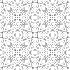 Abstract  background with figures from lines. Black and white texture for web page, textures, card, poster, fabric, textile. Monochrome pattern. Repeating design.