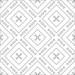 Abstract  background with figures from lines. Black and white texture for web page, textures, card, poster, fabric, textile. Monochrome pattern. Repeating design.