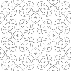 Abstract  background with figures from lines. Black and white texture for web page, textures, card, poster, fabric, textile. Monochrome pattern. Repeating design.