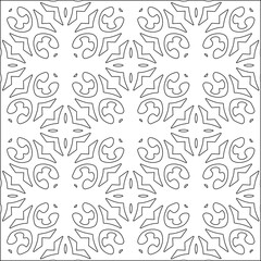 Abstract  background with figures from lines. Black and white texture for web page, textures, card, poster, fabric, textile. Monochrome pattern. Repeating design.