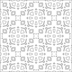 Abstract  background with figures from lines. Black and white texture for web page, textures, card, poster, fabric, textile. Monochrome pattern. Repeating design.