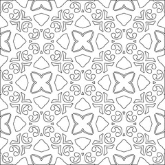 Abstract  background with figures from lines. Black and white texture for web page, textures, card, poster, fabric, textile. Monochrome pattern. Repeating design.