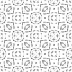 Abstract  background with figures from lines. Black and white texture for web page, textures, card, poster, fabric, textile. Monochrome pattern. Repeating design.