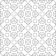 Abstract  background with figures from lines. Black and white texture for web page, textures, card, poster, fabric, textile. Monochrome pattern. Repeating design.
