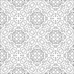 Abstract  background with figures from lines. Black and white texture for web page, textures, card, poster, fabric, textile. Monochrome pattern. Repeating design.