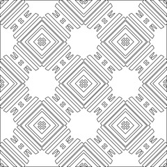 Abstract  background with figures from lines. Black and white texture for web page, textures, card, poster, fabric, textile. Monochrome pattern. Repeating design.