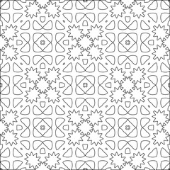 Abstract  background with figures from lines. Black and white texture for web page, textures, card, poster, fabric, textile. Monochrome pattern. Repeating design.