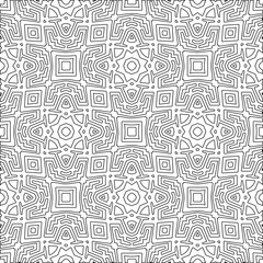 Abstract  background with figures from lines. Black and white texture for web page, textures, card, poster, fabric, textile. Monochrome pattern. Repeating design.