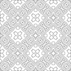 Abstract  background with figures from lines. Black and white texture for web page, textures, card, poster, fabric, textile. Monochrome pattern. Repeating design.