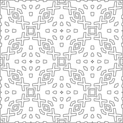 Abstract  background with figures from lines. Black and white texture for web page, textures, card, poster, fabric, textile. Monochrome pattern. Repeating design.