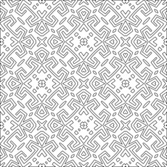 Abstract  background with figures from lines. Black and white texture for web page, textures, card, poster, fabric, textile. Monochrome pattern. Repeating design.