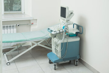 Ultrasound machine and examination table in hospital