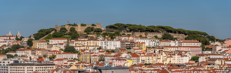 Fototapeta na wymiar Panoramic view of the Castle of St. George in Lisbon's old city.