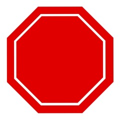 Stop sign red blank octagonal icon