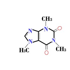 Caffeine molecular structure chemical formula white background illustration