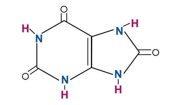 Uric Acid chemical structure formula isolated on white