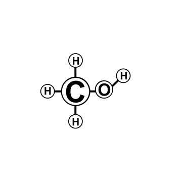 Methanol molecule chemical structure icon on white background