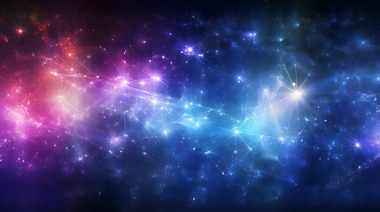 Desktop Wallpaper of Abstract, bright, blue celestial space with glowing fractal art and futuristic galaxy.
