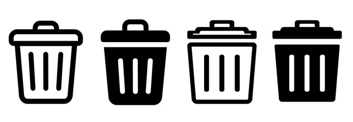 Trash icon vector flat design. Trash can, bin, delete icon. Garbage symbol