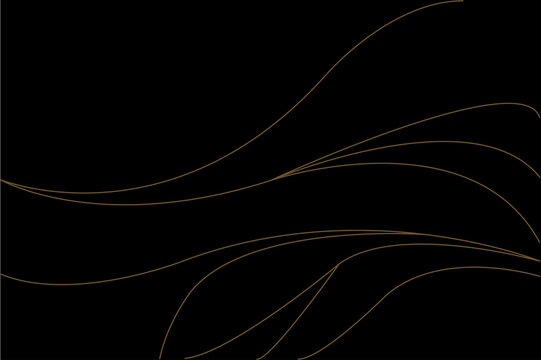 Abstract of spline pattern. Design Vintage style with japanese wave of water surface and ocean gold on black. Design print for illustration, textile and background. Set 6