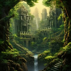 Temple of Solitude in Dense Forest Wallpaper