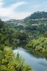 Fototapeta na wymiar Aerial view over Mondego river in Penacova - Portugal.