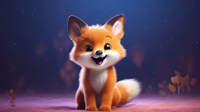 cute baby fox 3d cartoon movies style generative AI