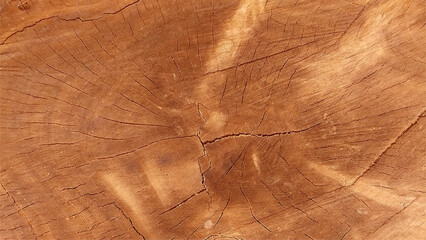 Wood texture. Natural brown wooden background. Wood texture of cut tree trunk, close-up