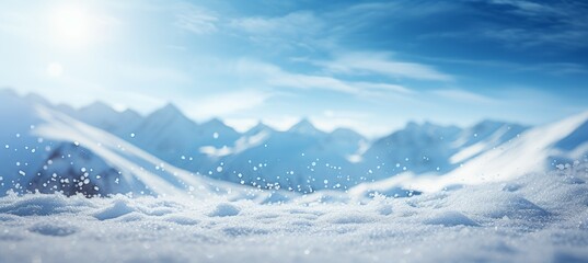 Snow mountains panoramic background. Generative AI technology.	
