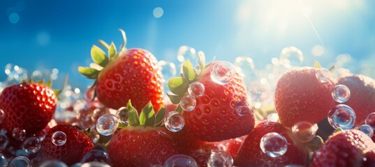 Fototapeta na wymiar Fresh strawberry fruit. Generative AI technology.