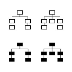 hierarchical outline, thin, flat, digital icons set for web and mobile. on a white background.	
