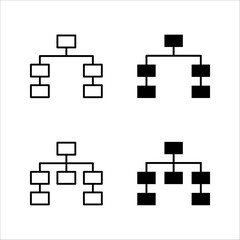 hierarchical outline, thin, flat, digital icons set for web and mobile. on a white background.	
