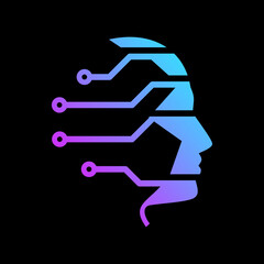 human artificial intelligence technology vector logo, clean, premium