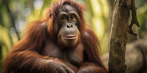 Realistic photos of very cute orangutan activities - Powered by Adobe