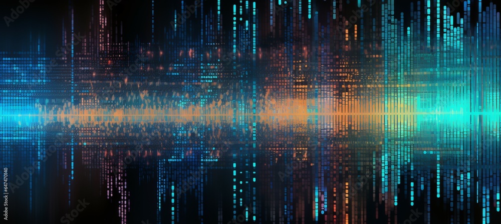 Aufkleber Technology matrix data particles background. Generative AI technology.

