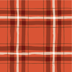 Festive Hand-Drawn Checked Vector Seamless Pattern. Classic Style with Watercolor Effect. Christmas Tartan Plaid. - 647470387
